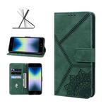 For iPhone SE 2022 / SE 2020 / 8 / 7 Geometric Mandala Embossed Leather Phone Case(Green)