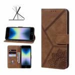 For iPhone SE 2022 / SE 2020 / 8 / 7 Geometric Mandala Embossed Leather Phone Case(Brown)