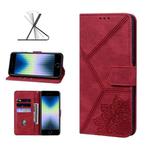 For iPhone SE 2022 / SE 2020 / 8 / 7 Geometric Mandala Embossed Leather Phone Case(Red)