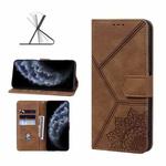 For iPhone 11 Pro Geometric Mandala Embossed Leather Phone Case (Brown)