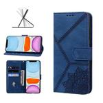 For iPhone 11 Geometric Mandala Embossed Leather Phone Case (Blue)