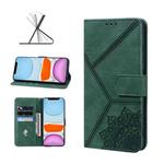 For iPhone 11 Geometric Mandala Embossed Leather Phone Case (Green)