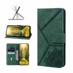 Geometric Mandala Embossed Leather Phone Case For iPhone XR(Green)