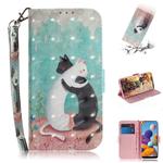 For Galaxy A21 3D Painting Horizontal Flip Leather Case with Holder & Card Slot & Wallet & Lanyard(Black and white cat)