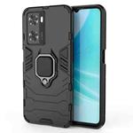 For OPPO A57 4G Foreign Version Shockproof PC + TPU Holder Phone Case(Black)