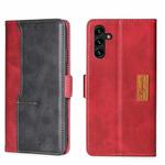 For Samsung Galaxy A13 4G Contrast Color Side Buckle Leather Phone Case(Red + Black)