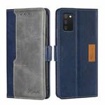 For Samsung Galaxy A03S US Edition 165.85mm Contrast Color Side Buckle Leather Phone Case(Blue + Grey)