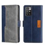 For Xiaomi Redmi 10 Contrast Color Side Buckle Leather Phone Case(Blue + Grey)