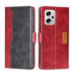 For Xiaomi Redmi Note 11T Pro/Redmi Note 11T Pro+ 5G Contrast Color Side Buckle Leather Phone Case(Red + Black)