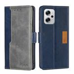 For Xiaomi Redmi Note 11T Pro/Redmi Note 11T Pro+ 5G Contrast Color Side Buckle Leather Phone Case(Blue + Grey)