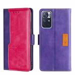For Xiaomi Redmi Note 11 5G/Poco M4 Pro 5G Contrast Color Side Buckle Leather Phone Case(Purple + Rose Red)