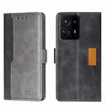 For Xiaomi Mix 4 Contrast Color Side Buckle Leather Phone Case(Black + Grey)