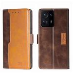 For Xiaomi Mix 4 Contrast Color Side Buckle Leather Phone Case(Dark Brown + Gold)