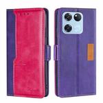 For OnePlus Ace Racing Contrast Color Side Buckle Leather Phone Case(Purple + Rose Red)