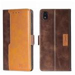 For ZTE Blade L210 Contrast Color Side Buckle Leather Phone Case(Dark Brown + Gold)