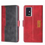 For ZTE Axon 30 Pro Contrast Color Side Buckle Leather Phone Case(Red + Black)