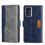 For ZTE Axon 30 Pro Contrast Color Side Buckle Leather Phone Case(Blue + Grey)