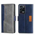 For ZTE Axon 30 Ultra Contrast Color Side Buckle Leather Phone Case(Blue + Grey)