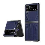 For Samsung Galaxy Z Flip3 5G GKK Car Design PC+ Leather Texture Phone Case(Blue)