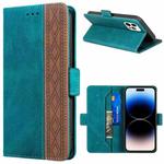 For iPhone 14 Pro Stitching Magnetic RFID Leather Case(Deep Green)