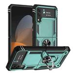 For Samsung Galaxy Z Flip4 Shockproof TPU + PC Protective Case with 360 Degree Rotating Holder(Dark Green)