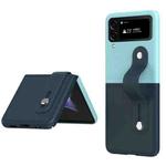 For Samsung Galaxy Z Flip4 Skin Contrast Wristband Folding Phone Case(Ice Blue + Dark Blue)