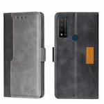 For TCL 20 R 5G/Bremen/20 AX 5G Contrast Color Side Buckle Leather Phone Case(Black + Grey)