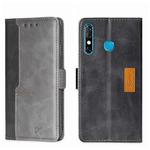 For Infinix Hot 8/Hot 8 Lite/Tecno Camon 12 Contrast Color Side Buckle Leather Phone Case(Black + Grey)