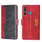 For Infinix Hot 8/Hot 8 Lite/Tecno Camon 12 Contrast Color Side Buckle Leather Phone Case(Red + Black)