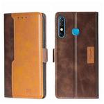 For Infinix Hot 8/Hot 8 Lite/Tecno Camon 12 Contrast Color Side Buckle Leather Phone Case(Dark Brown + Gold)