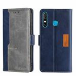 For Infinix Hot 8/Hot 8 Lite/Tecno Camon 12 Contrast Color Side Buckle Leather Phone Case(Blue + Grey)