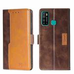 For Infinix Hot 9/Note 7 Lite X655C Contrast Color Side Buckle Leather Phone Case(Dark Brown + Gold)