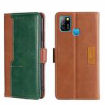 For Infinix Hot 10 Lite/Smart 5 X657 Contrast Color Side Buckle Leather Phone Case(Light Brown + Green)