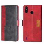 For Infinix Smart 4 X653 Contrast Color Side Buckle Leather Phone Case(Red + Black)