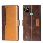 For Infinix Smart HD 2021 X612 Contrast Color Side Buckle Leather Phone Case(Dark Brown + Gold)
