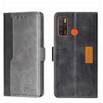 For Tecno Camon 15/Camon 15 Air/Spark 5/Spark 5 Pro Contrast Color Side Buckle Leather Phone Case(Black + Grey)