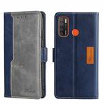 For Tecno Camon 15/Camon 15 Air/Spark 5/Spark 5 Pro Contrast Color Side Buckle Leather Phone Case(Blue + Grey)