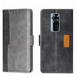 For Tecno Phantom X Contrast Color Side Buckle Leather Phone Case(Black + Grey)