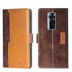 For Tecno Phantom X Contrast Color Side Buckle Leather Phone Case(Dark Brown + Gold)