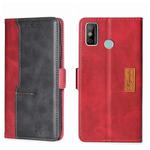 For Tecno Spark 6 GO Contrast Color Side Buckle Leather Phone Case(Red + Black)