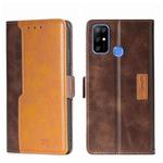 For Doogee X96 Pro Contrast Color Side Buckle Leather Phone Case(Dark Brown + Gold)