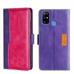 For Doogee X96 Pro Contrast Color Side Buckle Leather Phone Case(Purple + Rose Red)
