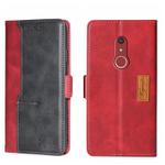 For Fujitsu Arrow Be4 Plus F-41B Contrast Color Side Buckle Leather Phone Case(Red + Black)
