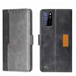 For OUKITEL C25 Contrast Color Side Buckle Leather Phone Case(Black + Grey)