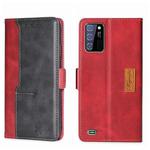 For OUKITEL C25 Contrast Color Side Buckle Leather Phone Case(Red + Black)