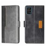 For UMIDIGI A11 Pro Max Contrast Color Side Buckle Leather Phone Case(Black + Grey)