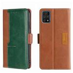 For UMIDIGI A11 Pro Max Contrast Color Side Buckle Leather Phone Case(Light Brown + Green)