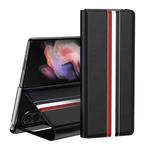 For Samsung Galaxy Z Fold4 Lychee Texture PU Card Slot Leather Case with Holder(Black)
