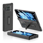 For vivo X Fold GKK Magnetic Hinge Flip Leather Phone Case with Holder(Carbon Fiber)