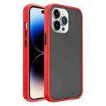 For iPhone 14 Pro Max Translucent Skin Feel Frosted Phone Case (Red+Black)